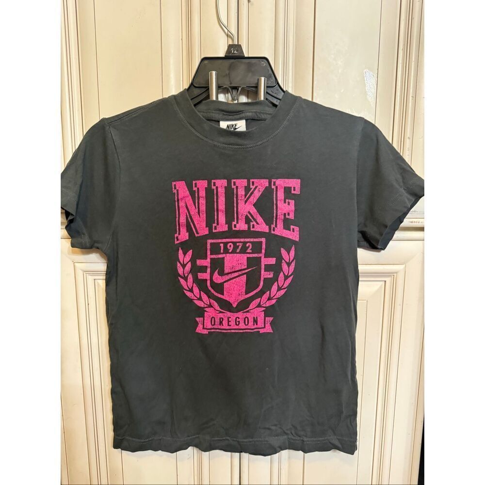 Nike Girls Oregon Crew Neck Short Sleeve Logo Graphic T-shirt Gray Small